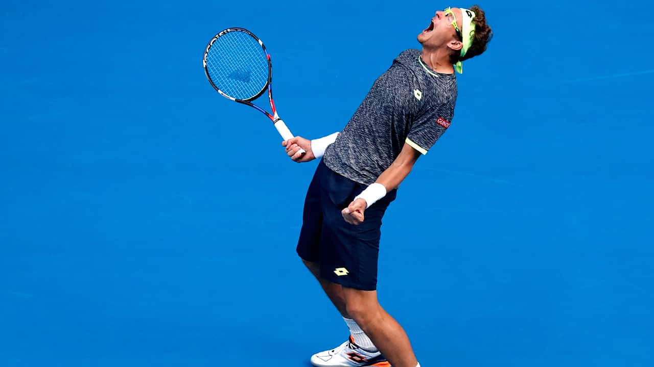 Uzbekistan's Denis Istomin celebrates his win