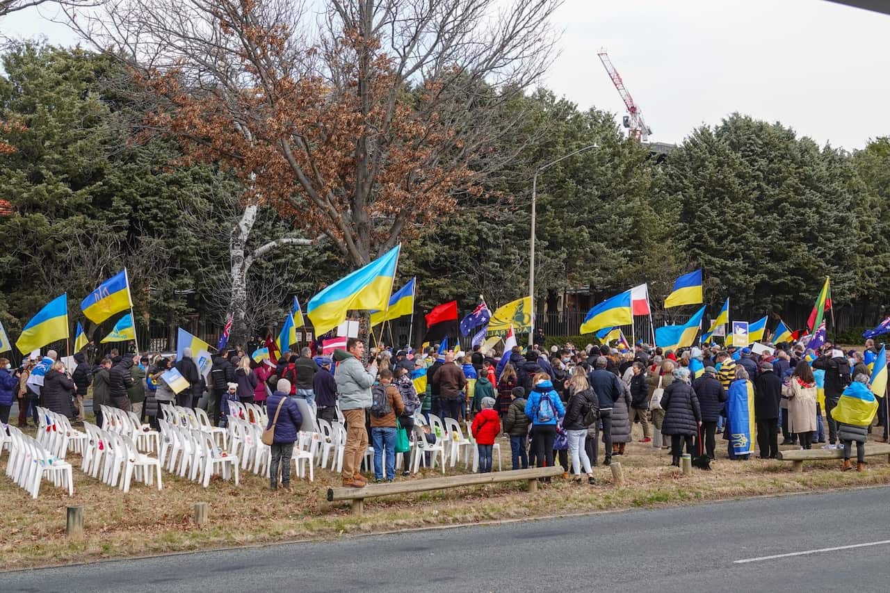 Canberra, 16 July 2022 - 8th year since the shooting down of MH17 and protest against Russian invasion of Ukraine. 