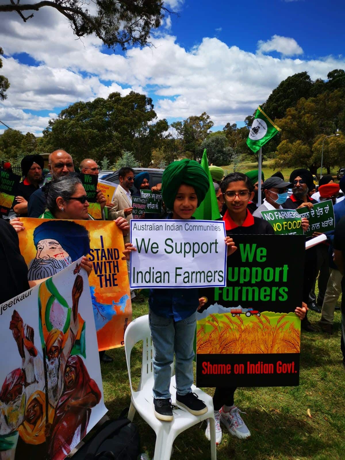 Indian community protesting in Canberra agaist the farming laws