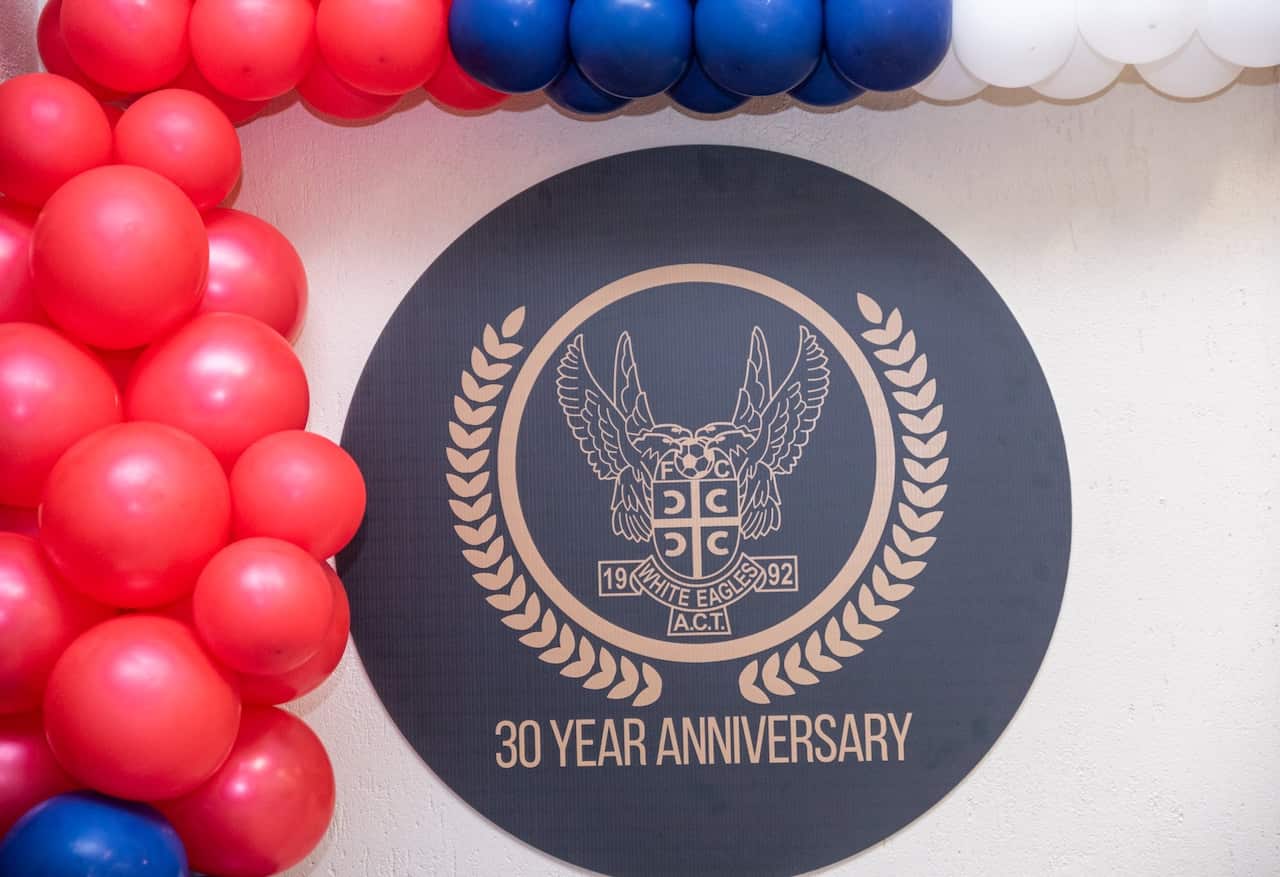 Canberra White Eagles 30th anniversary emblem