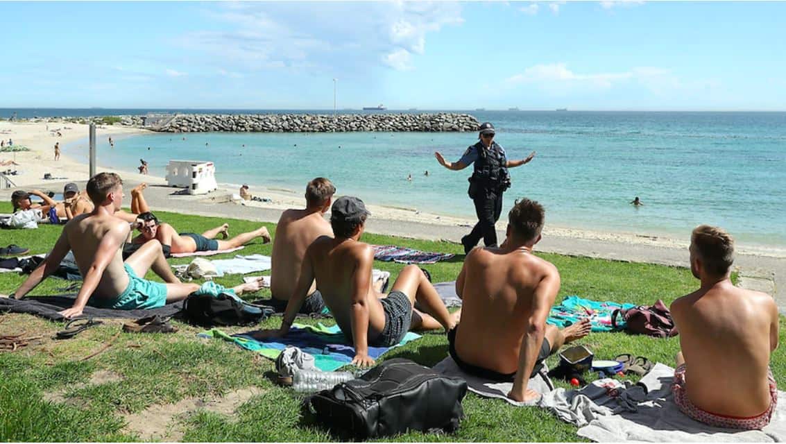 Police officers on a beach in Perth