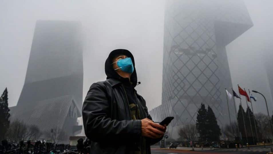 A man wears a face mask in Beijing, China, on 13 February.