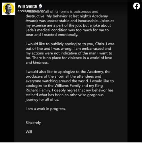 Will Smith statement