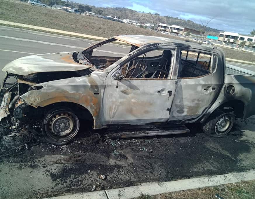 The stolen car was found burnt out and dumped at Throsby in Gungahlin, Canberra.