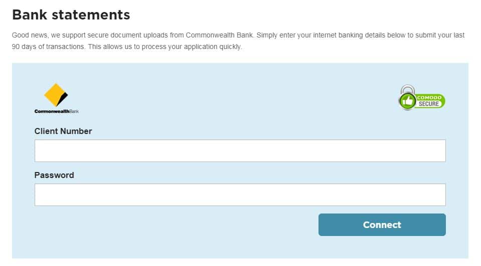 Cash Converters asks online loan applicants to provide their internet banking details.