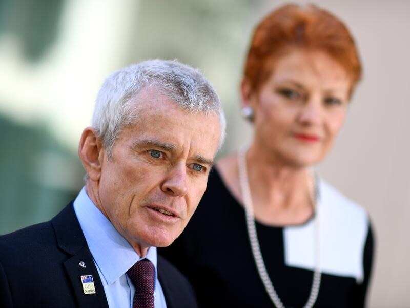 He's back...  Malcolm Roberts with party leader Pauline Hanson. 