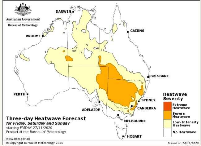 Heatwave map to hit Australia 