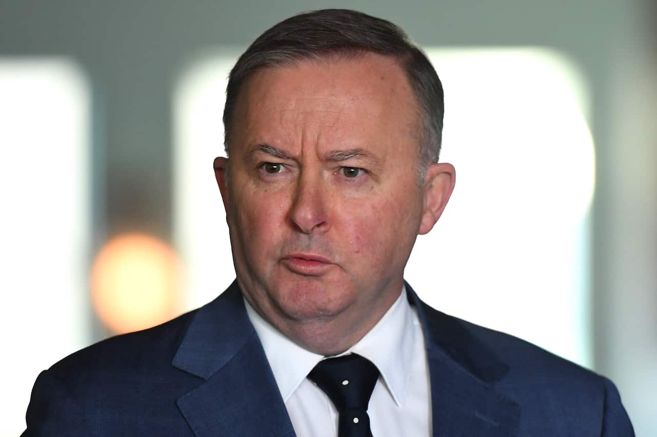 Labor leader Anthony Albanese arrives to address the media in the Mural Hall at Australian Parliament House, in Canberra, Monday, 1 July 2019. The 46th Parliament is due to sit this week after the 2019 Federal Election. (AAP Image/Sam Mooy) NO ARCHIVING
