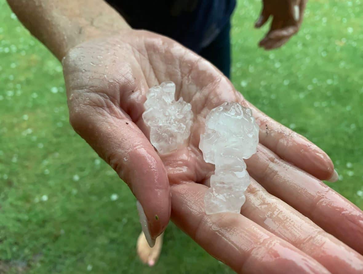 Large hailstones struck north of Campbelltown.
