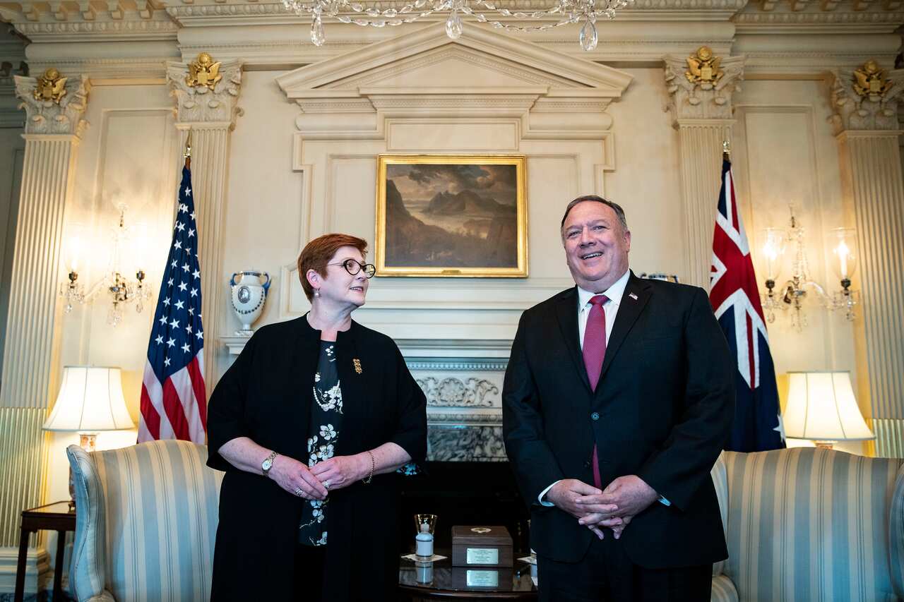 US Secretary of State Mike Pompeo meets with Australia's Foreign Minister Marise Payne at the State Department in Washington.