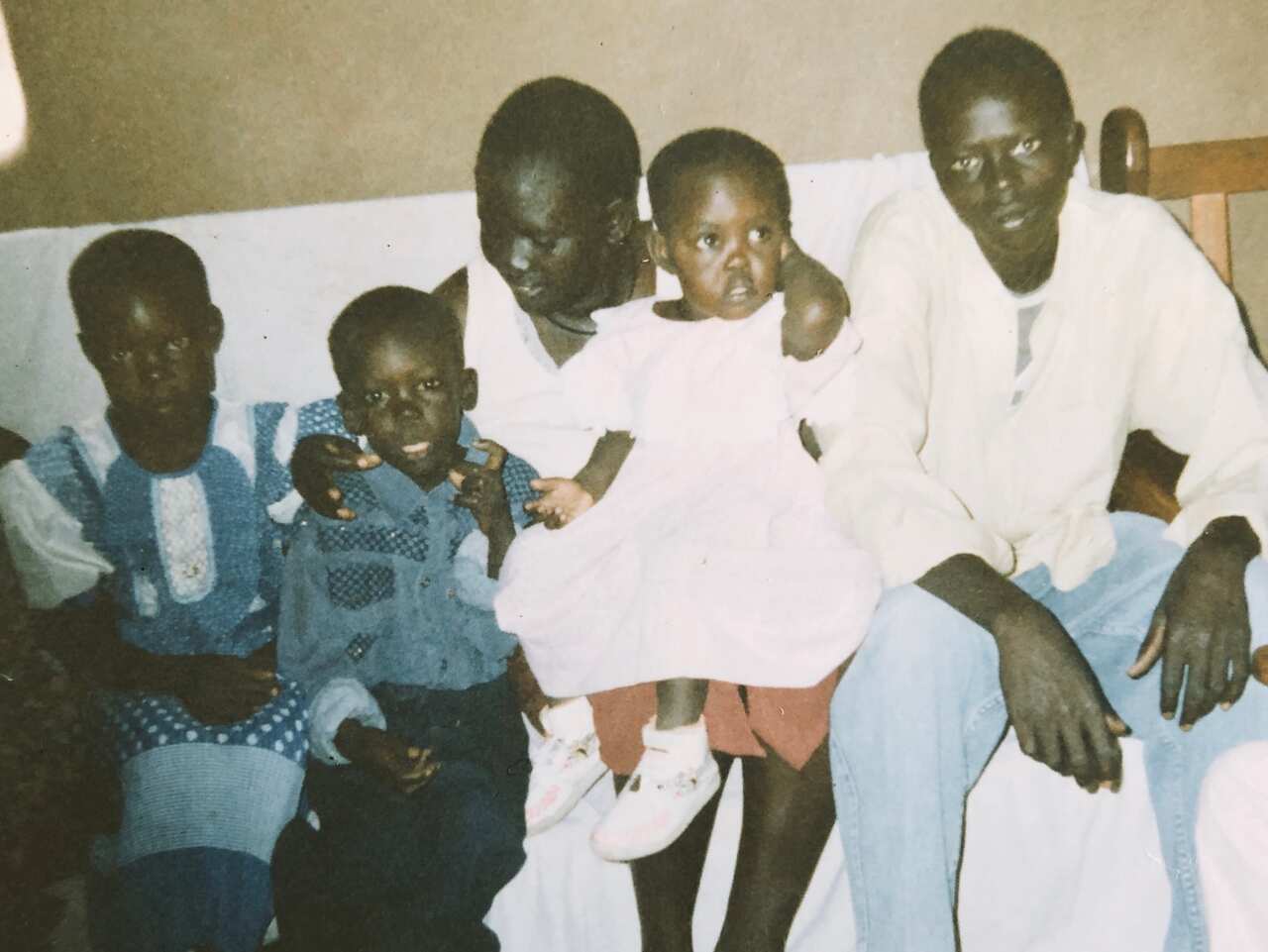 The Dau-Garang family in a refugee camp in Kenya in 1999