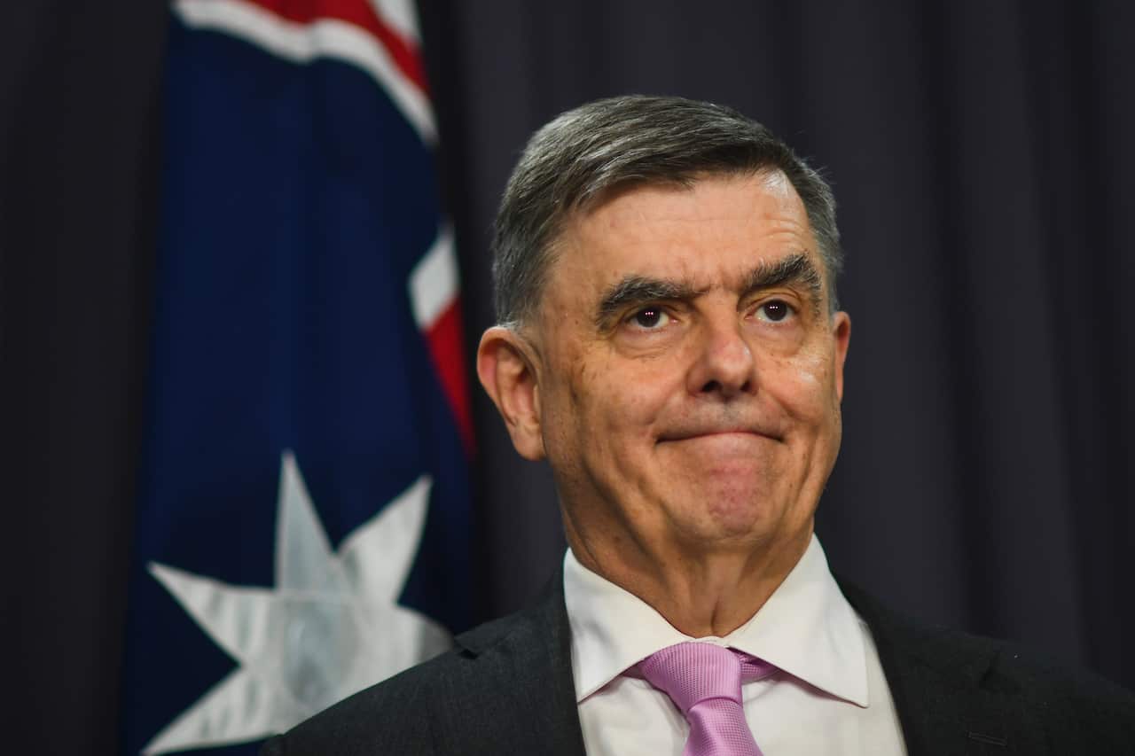 Chief Medical Officer Professor Brendan Murphy speaks during a press conference updating on the novel coronavirus at Parliament House in Canberra.