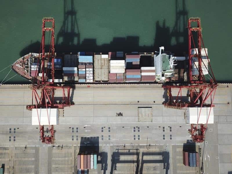 Stacks of containers to be shipped abroad.