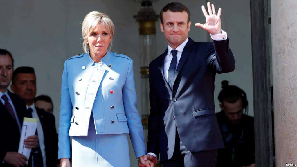 New French president Macron and his wife
