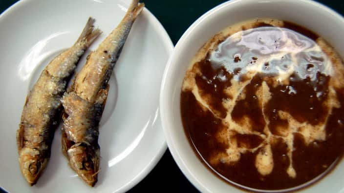 Dried fish and champorado