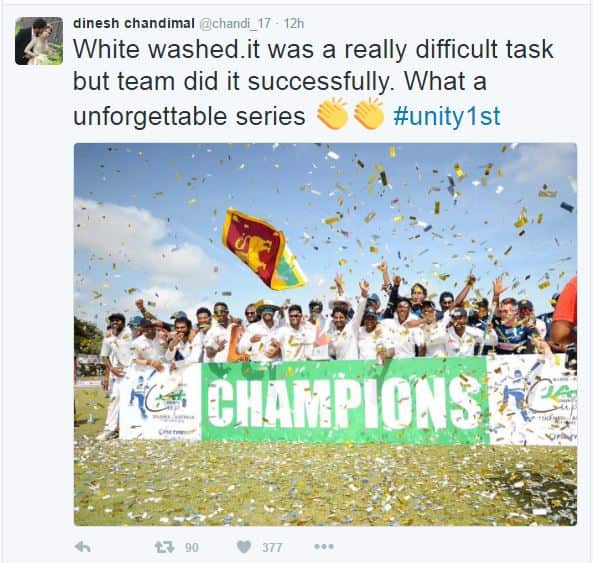 Chandimal Twitter Message