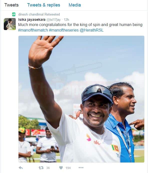 Chandimal Twitter Message