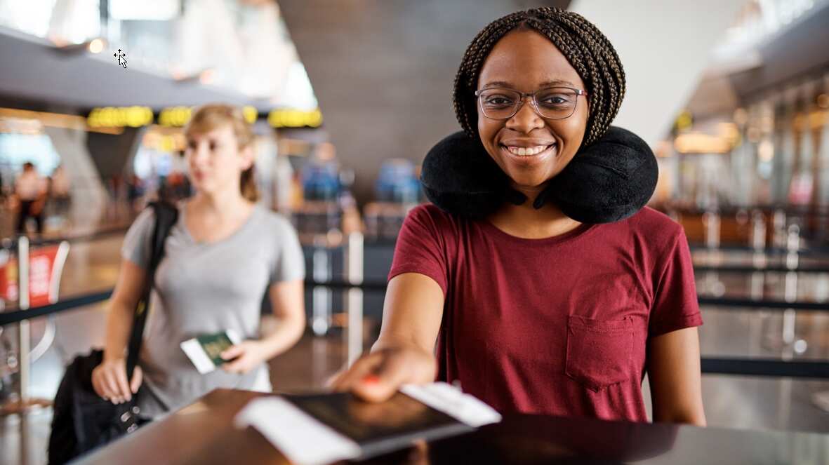 Checking passport at airport