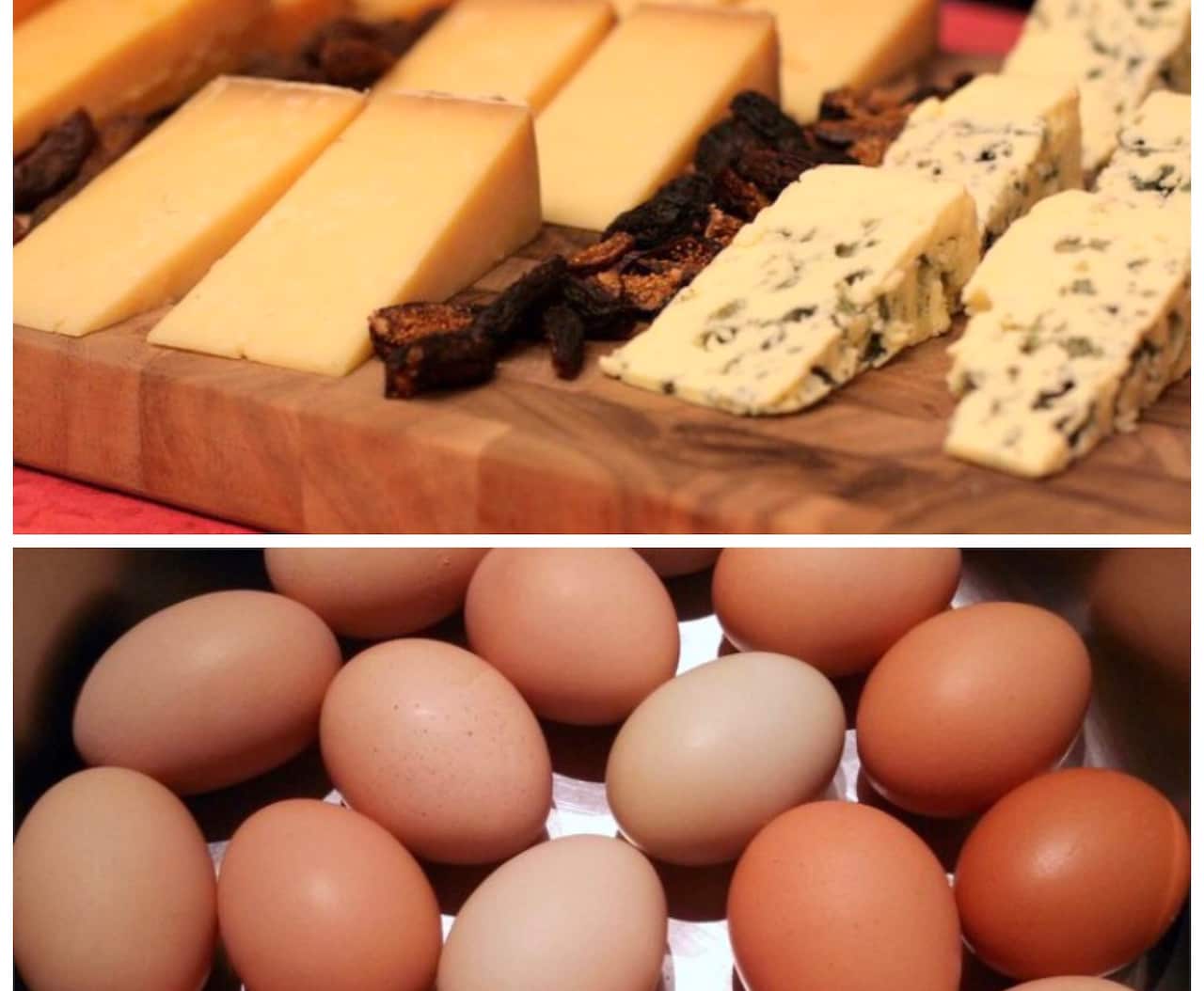 Cheese Flickr/Jules Morgan CC BY 2.0   Eggs Flickr/eatstayfarm CC BY 2.0