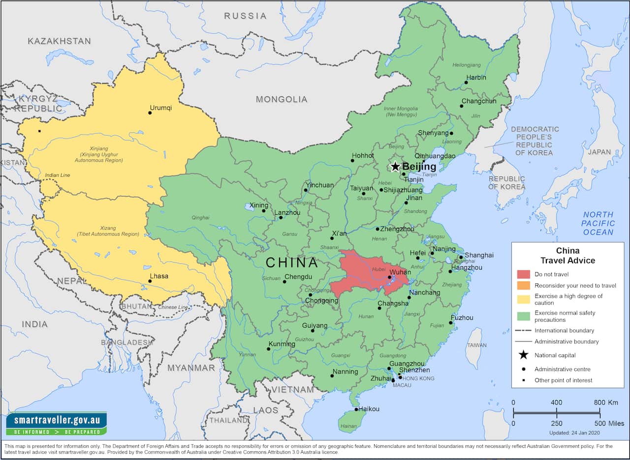 We have raised the travel advice for all Australians to do not travel to all of Hubei Province.
