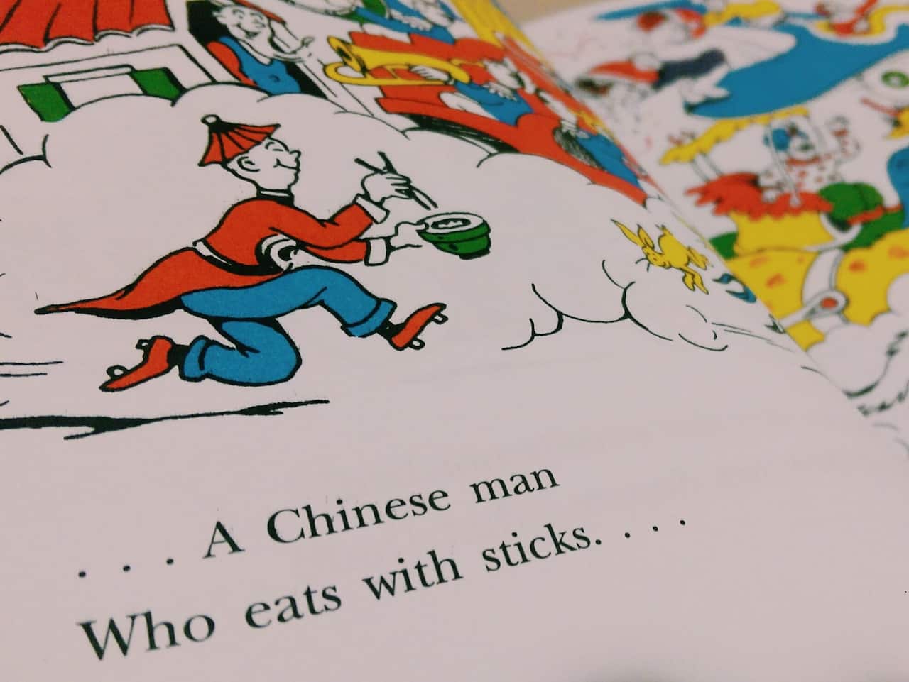 "A Chinese man who eats with sticks" in Dr. Seuss's Mulberry Street.