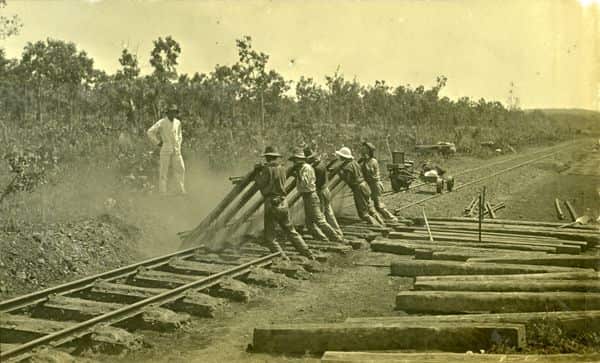 Chinese 'Coolie' workers building the Northern Australian Railway in 1912. 