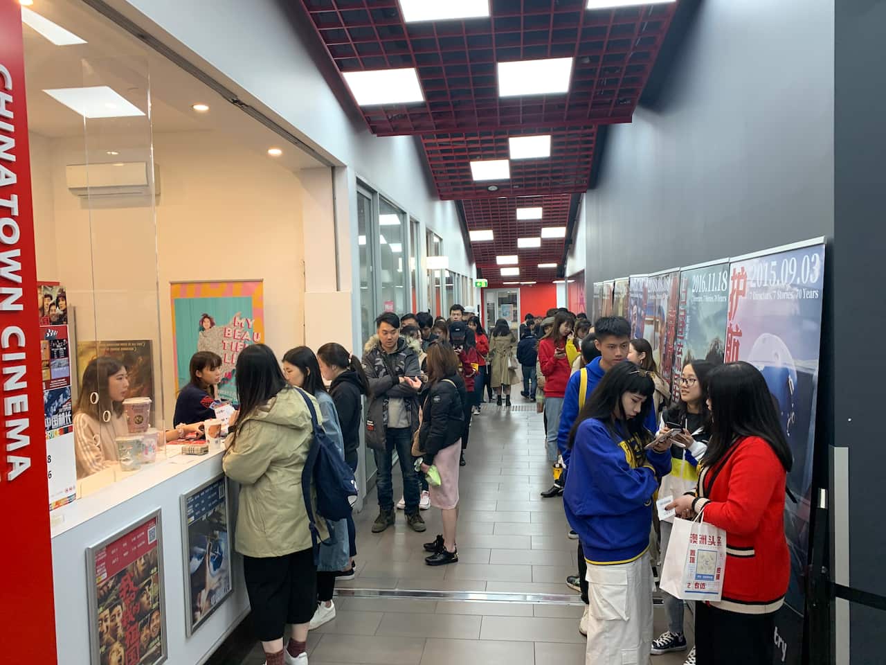 Chinese students outside China Town Cinema