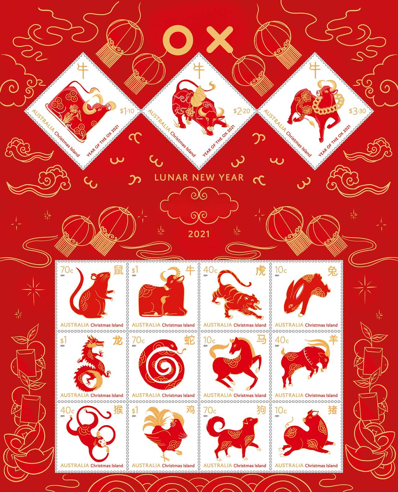 Australia Post released a set of new stamps to celebrate the Year of the Ox. 