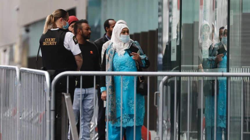 Survivors are among those at the Christchurch High Court for the sentencing proceedings. (AP: Mark Baker) 24 August 2020.