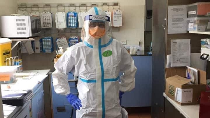 Claudia Marroquin wearing PPE