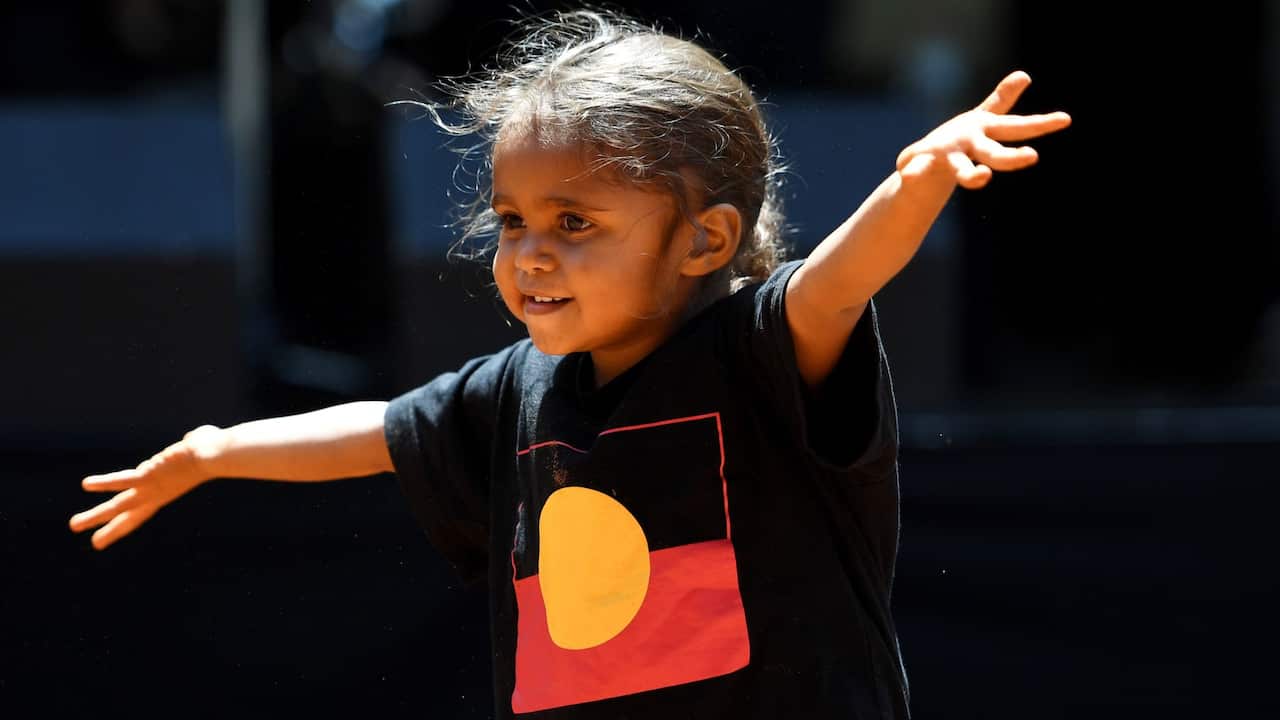 Child pictured at the Tandanya annual Survival Day event on January 26