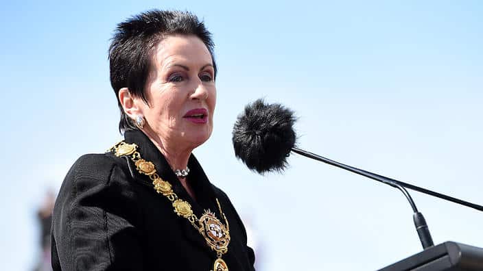 Sydney Lord Mayor Clover Moore speaks at a ceremony>