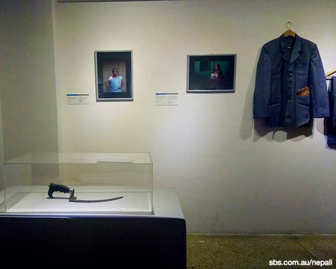 Items at the conflict exhibition in Kathmandu