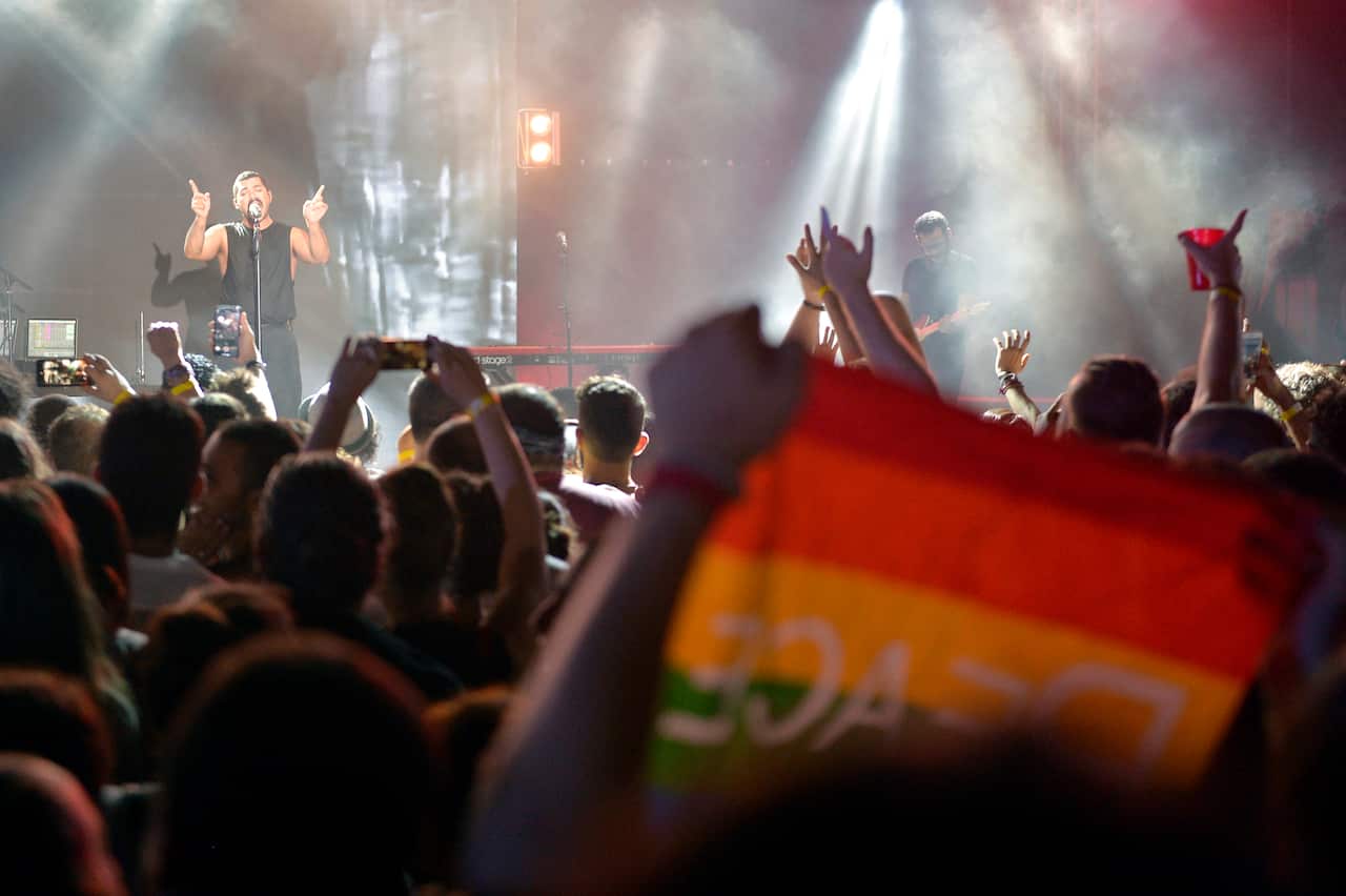 Fans of the Lebanese group Mashrou’ Leila waved rainbow flags at their concert in Cairo in 2017.