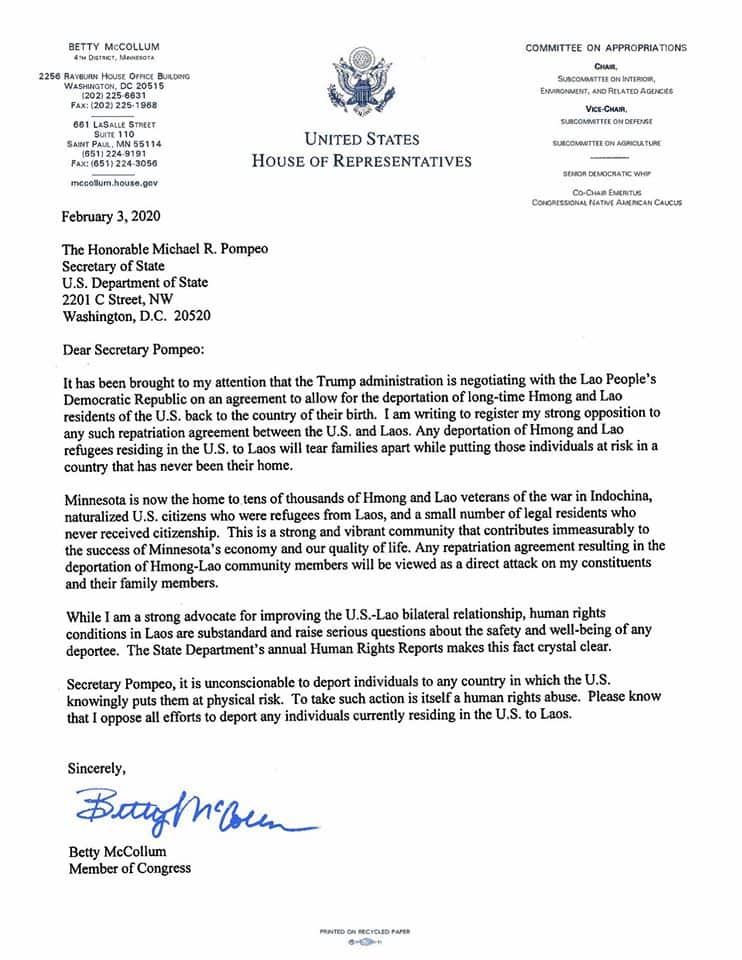 Letter to US Secretary of State Mike Pompeo