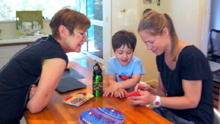 Greek Australian 'yiayia' Connie Gregory (L) with members of her family.