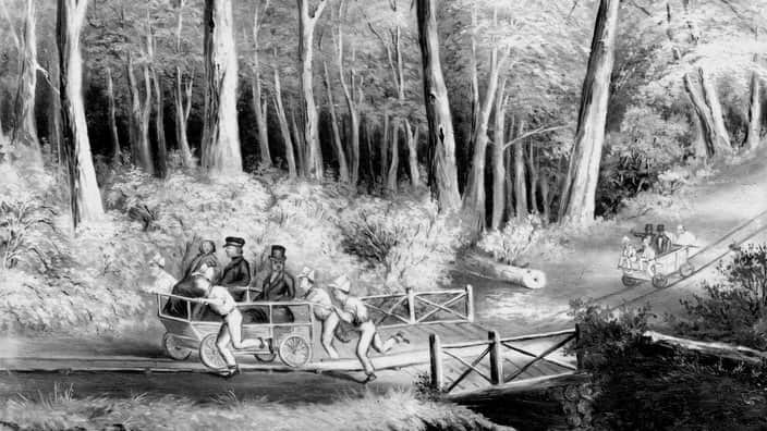 Convict railway, Port Arthur, Tasmania, 1830     Date: 1830