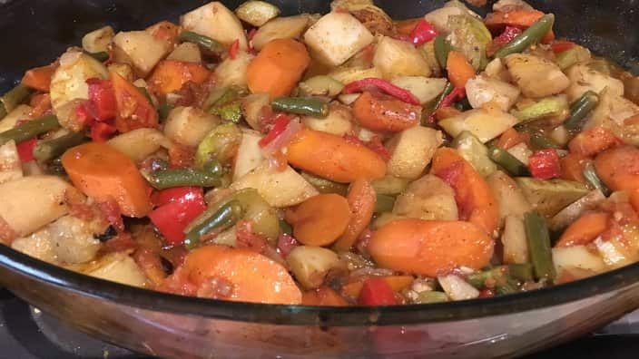 cooked veggies