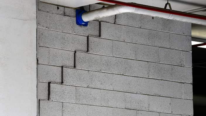 A crack is seen in the structure of the Mascot Towers in Mascot, Sydney