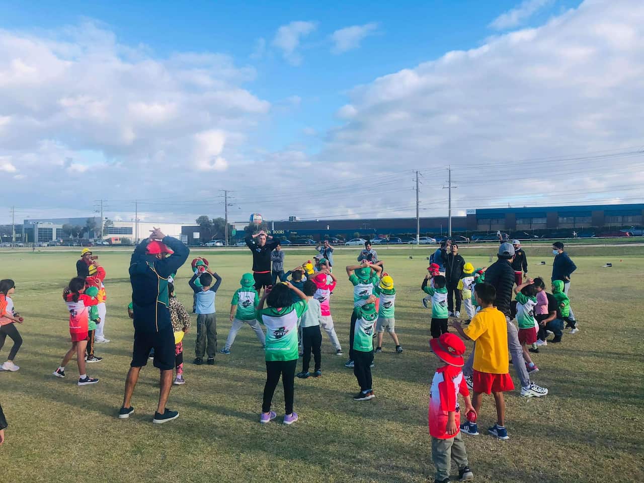 Childrens learning cricket at victoria.