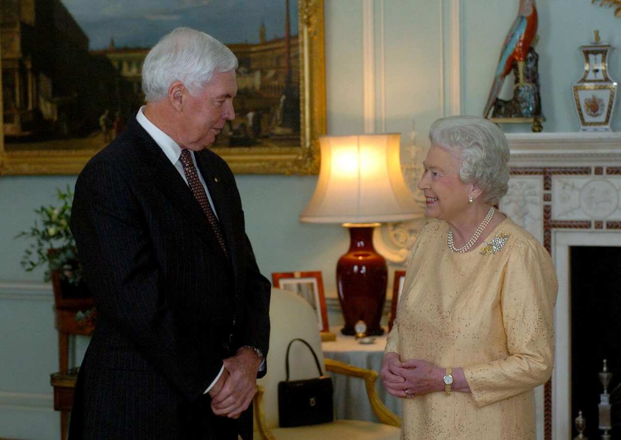 Britain's Queen Elizabeth II receives the Governor-General of Australia, Michael Jeffery, at Buckingham Palace in London in 2007