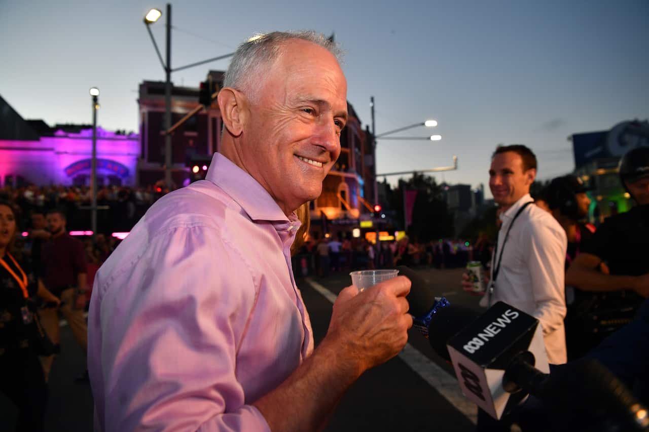 Prime Minister Malcolm Turnbull during the 2019 parade in Sydney. 