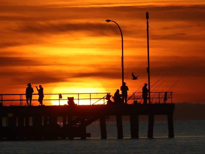 Sunrise over Altona pier in Melbourne.