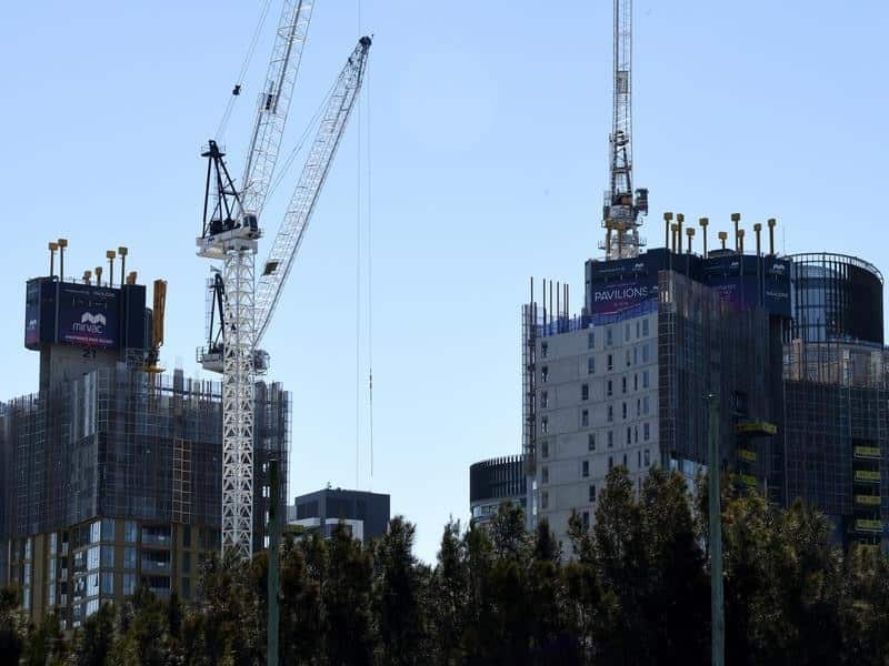 Construction work on a new apartment building is seen in Sydney .