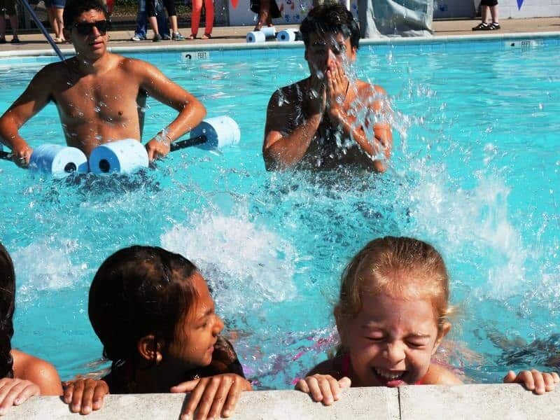 Kids participating in pool time.