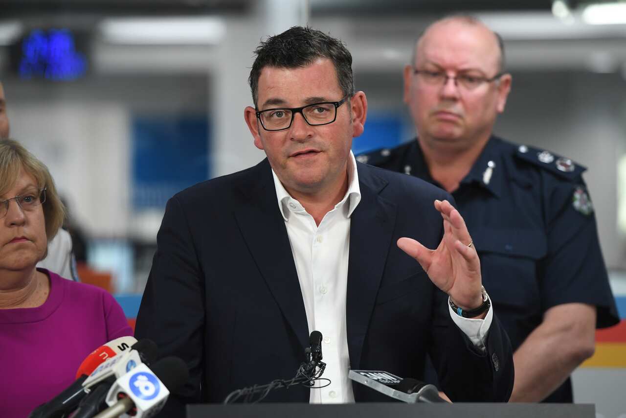Victorian Premier Daniel Andrews speaks to the media during a press conference at the State Control Centre in Melbourne.