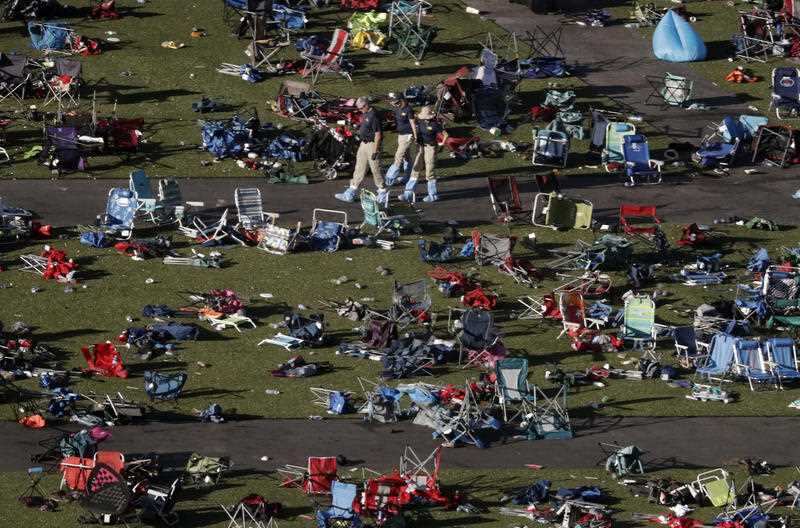 Agents from the FBI continue to process evidence at the scene of a mass shooting on Wednesday, Oct. 4, 2017, in Las Vegas. Stephen Paddock opened fire on an outdoor music concert on October 4.