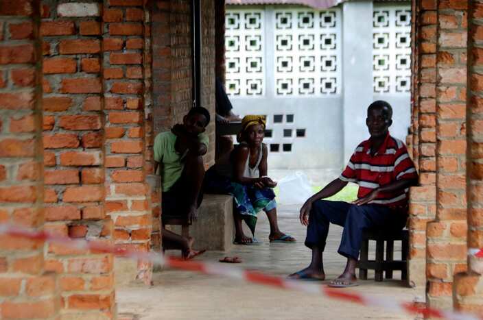 People suspecting of  Ebola Virus wait at a  treatment centre in Bikoro Democratic Republic of Congo.