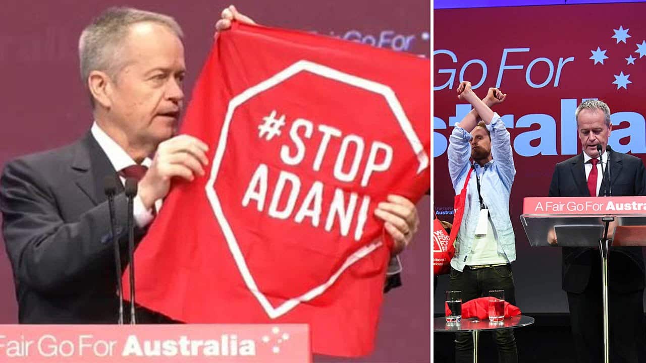 Anti-Adani protesters storm Bill Shorten's ALP conference speech