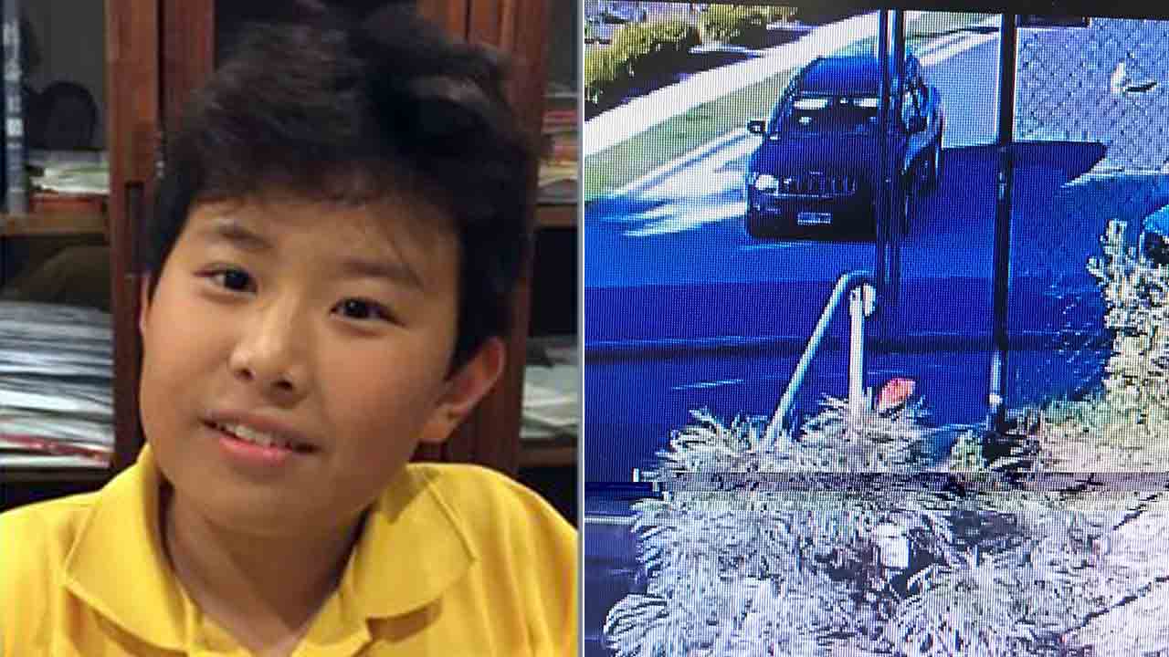 Police claim the 12-year-old was kidnapped as part of an ongoing financial dispute. Right: The car believed to be linked to the alleged abduction.